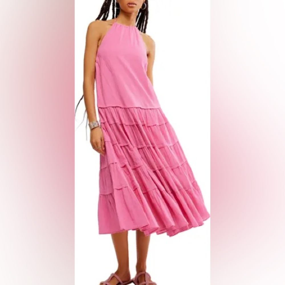 Free People Somewhere Sunny Maxi Dress in Pink Size Small NWT